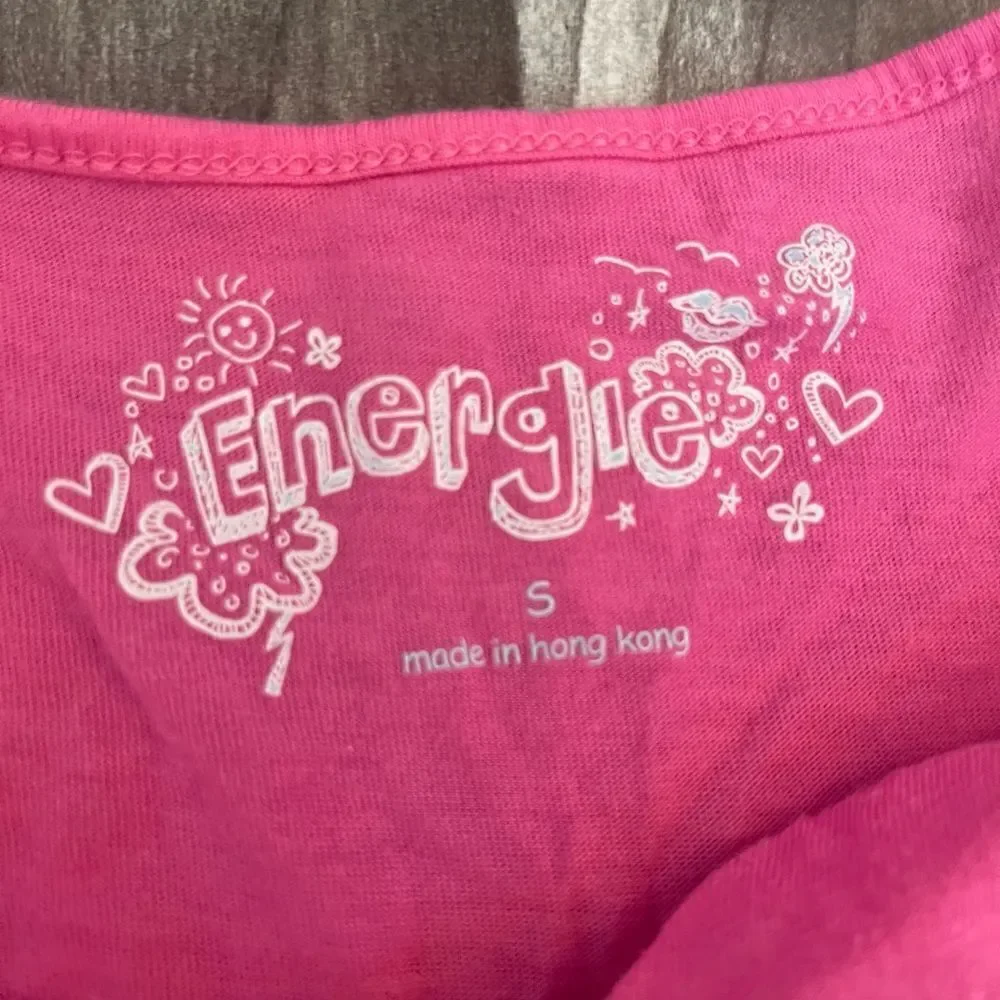 Energie Girls‎ Small Pink Rainbow Print Tie String Sleeve T Shirt